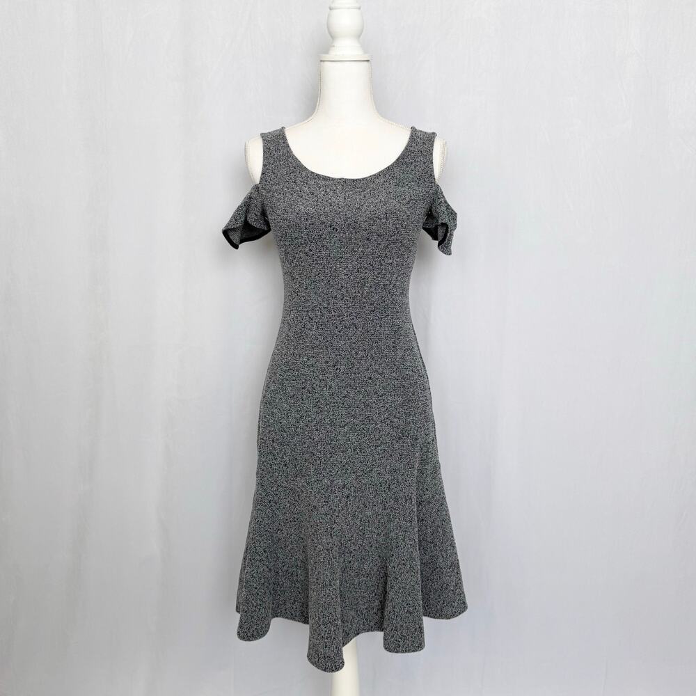 Derek Lam Gray Cold-Shoulder Midi Dress